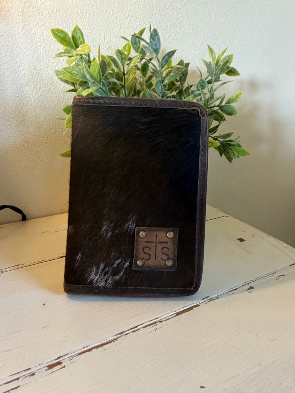 STS Ranchwear Black Hair magnetic Wallet with Logo Patch